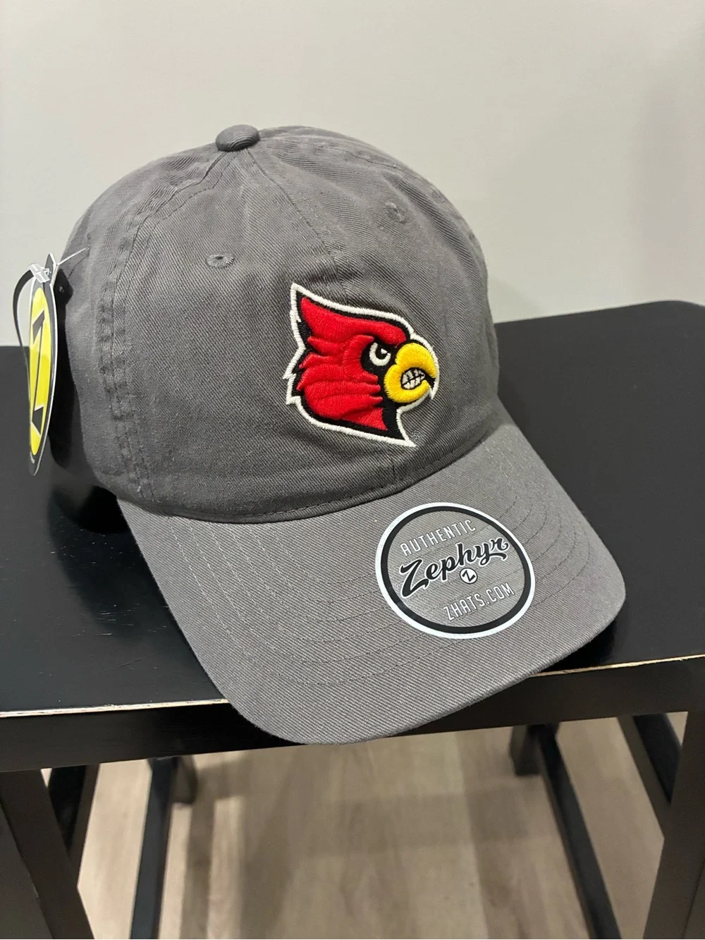 Zephyr Gray Cap with Red Louisville Cardinal Patch